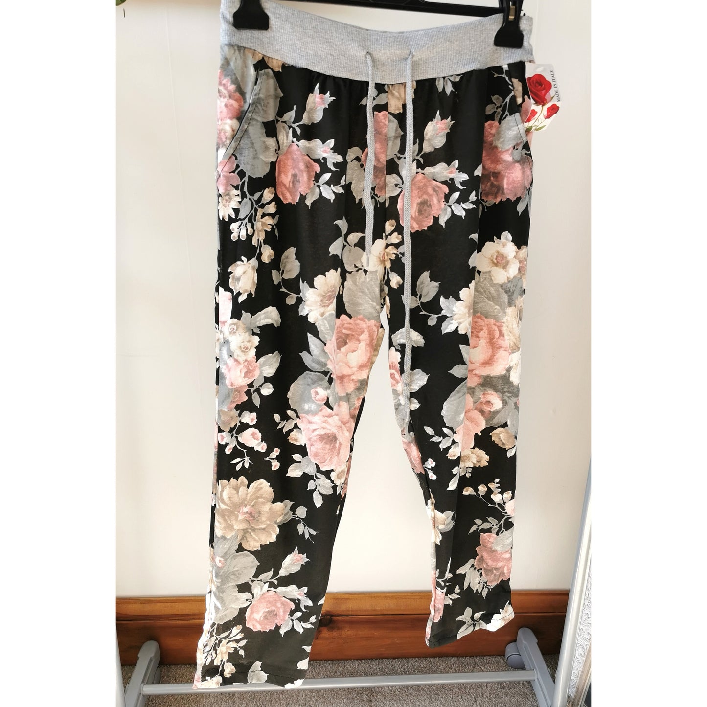 Cotton Joggers Black Florist (sz 14-22)