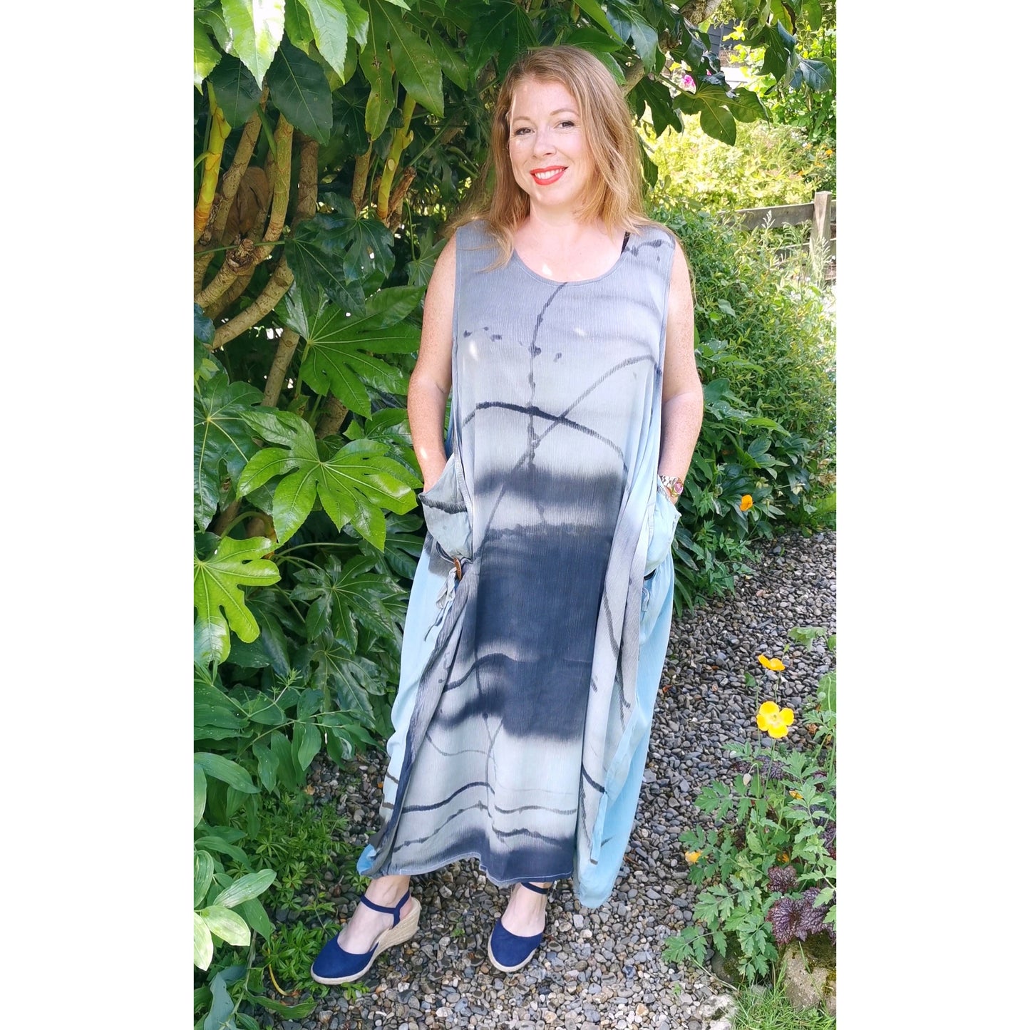 Polly Pocket Maxi Dress Grey Watercolour (sz 16-24)