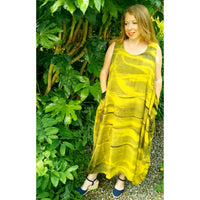 Polly Pocket Maxi Dress Mustard Watercolour (sz 16-24)