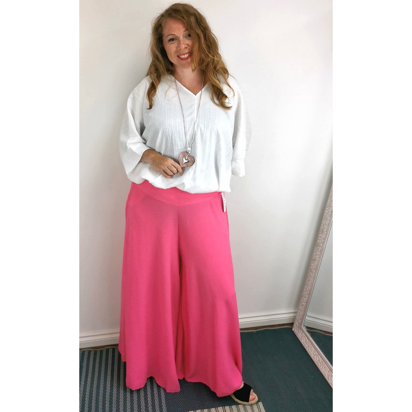 Penny Palazzo Trousers Fuchsia (sz 14-24)