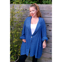 Freya Linen Jacket Denim Blue (sz 20-26)