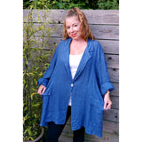 Freya Linen Jacket Denim Blue (sz 20-26)