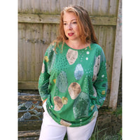 Beth Abstract Print Top Emerald Green (sz 14-22)