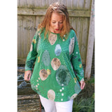 Beth Abstract Print Top Emerald Green (sz 14-22)