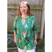 Beth Abstract Print Top Emerald Green (sz 14-22)