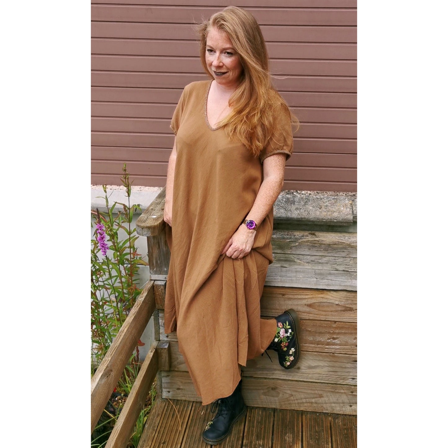 Sadie Linen Dress Chocolate (sz 18-24)