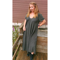 Sadie Linen Dress Khaki (sz 18-24)