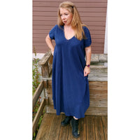 Sadie Linen Dress Navy (sz 18-24)