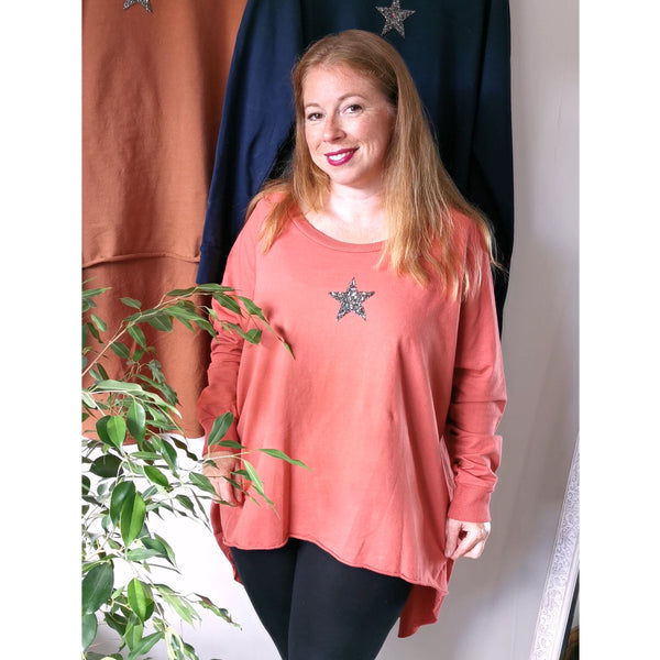 Krystal Star Sweater Coral (sz 14-24)