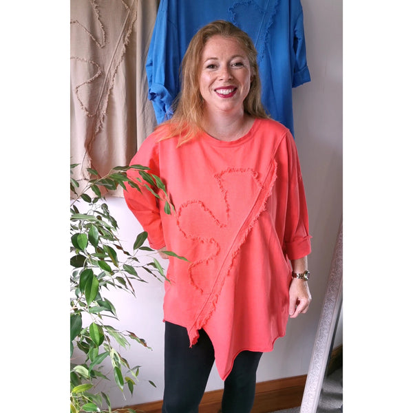 Rory Applique Top Coral (sz 16-24)