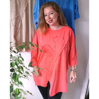 Rory Applique Top Coral (sz 16-24)