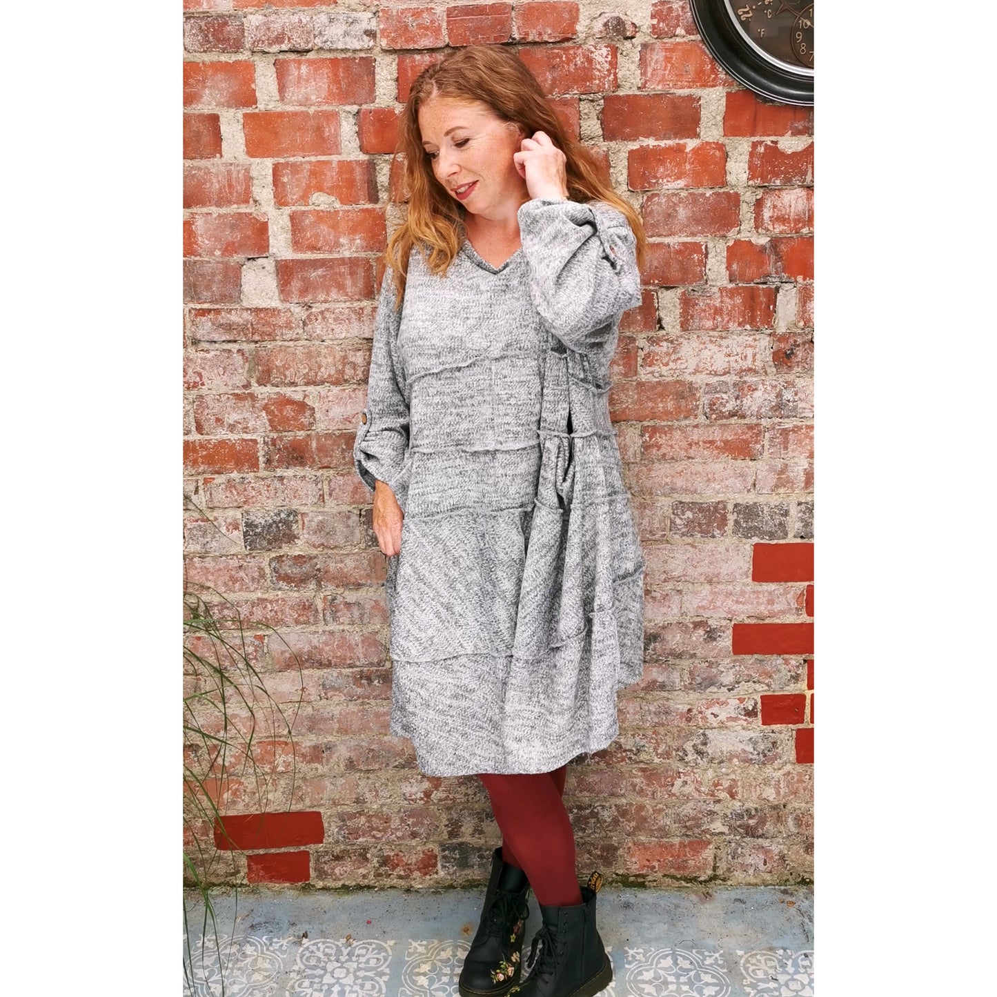 Lydia Marle Pocket Jumper Dress Grey (sz 18-26)