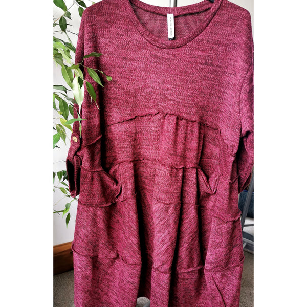 Lydia Marle Pocket Jumper Wine (sz 18-26)