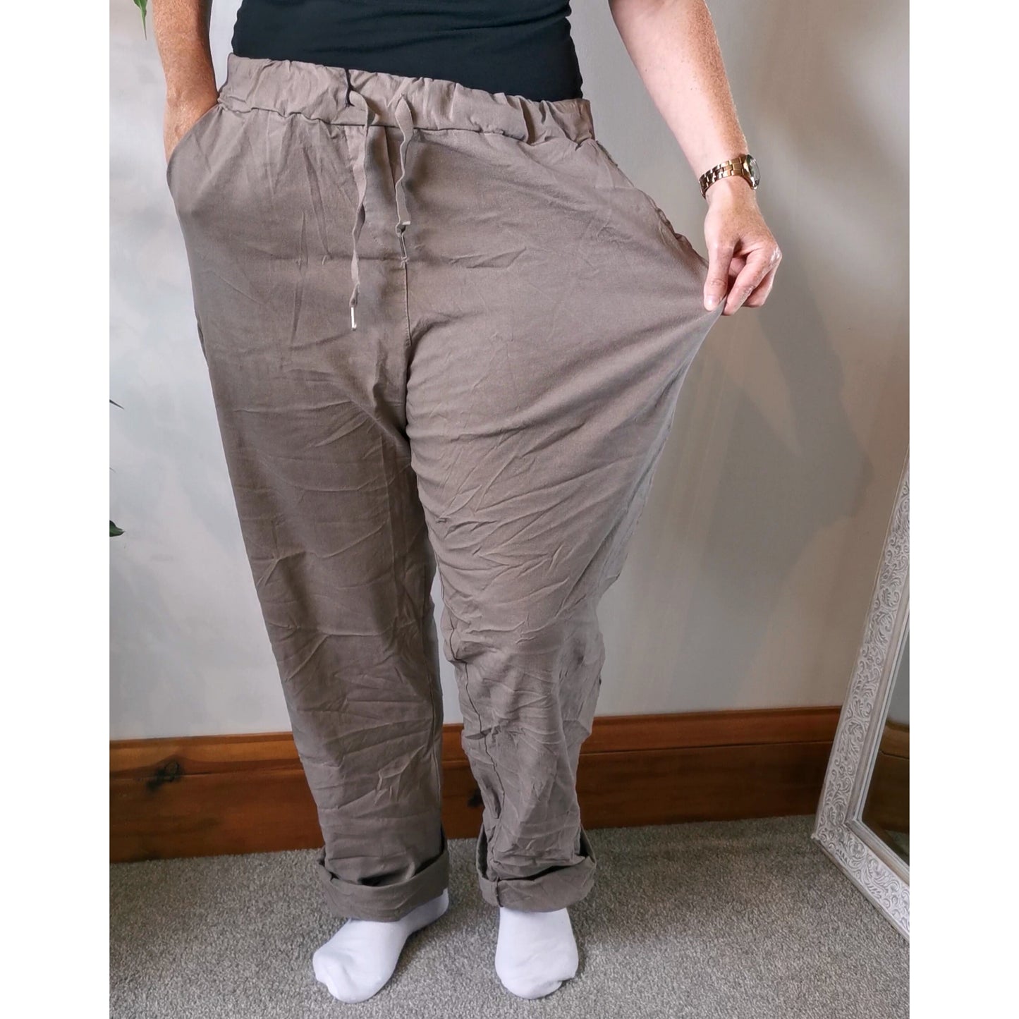 Evie Magic Trousers *Relaxed Fit* Coffee (Sizes 16-26)