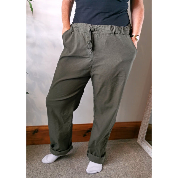 Evie Magic Trousers *Relaxed Fit* Khaki (Sizes 16-26)