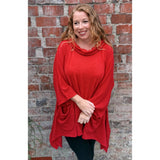 Alana Hooded Tunic Scarlet (sz 16-26)