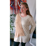 Caroline Panel Knit Top Apricot/Tan (sz 14-22)