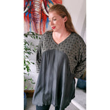 Charley Diamond Satin Knit Top Charcoal (sz 20-26)