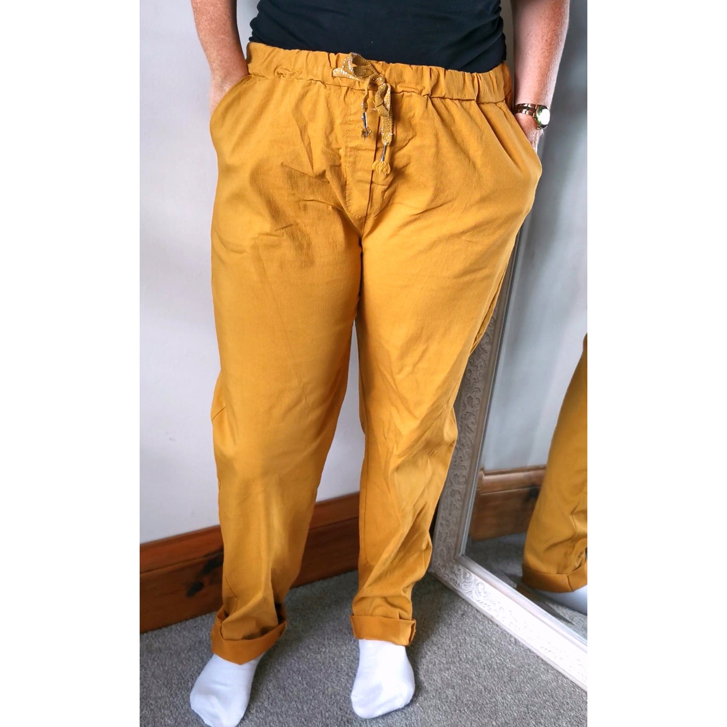 Evie Magic Trousers Mustard (sz 16-26)