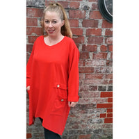 Maggie Cotton Pocket Top Red (sz 16-28)