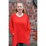 Maggie Cotton Pocket Top Red (sz 16-28)