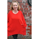 Maggie Cotton Pocket Top Red (sz 16-28)