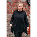 Philippa Animal Pocket Top Black (sz 16-24)