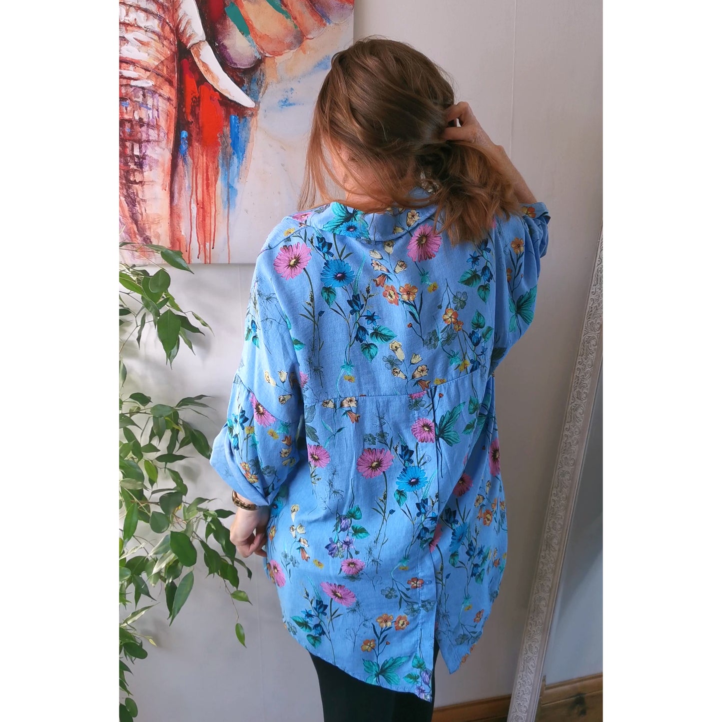 Spring Bloom Shirt Top Sky Blue (sz 14-22)