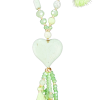 Alli Heart Tassel Necklace Green