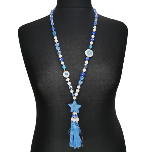 Amelia Star Tassel Necklace Blue
