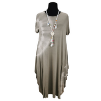 Katherine Tie Dye Tulip Dress Latte (sz 16-22)