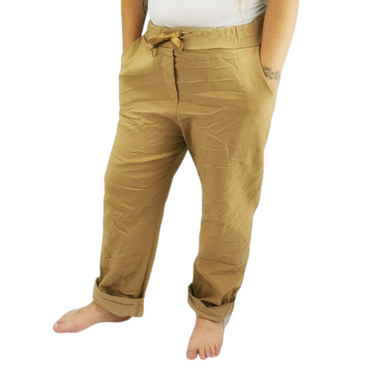 Evie Magic Trousers *Relaxed Fit* Camel (sz 16-26)