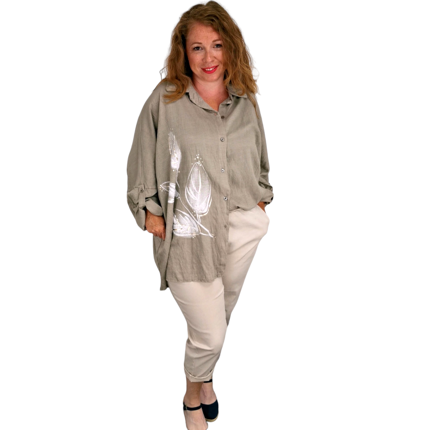 Esther Leaf Shirt Latte (sz 18-26)