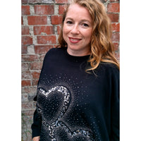 Zoe Sequin Heart Jumper Black (sz 16-26)