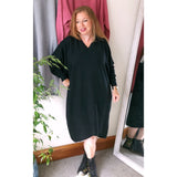 Honey Ribbed Knit Dress Black (sz 16-26)