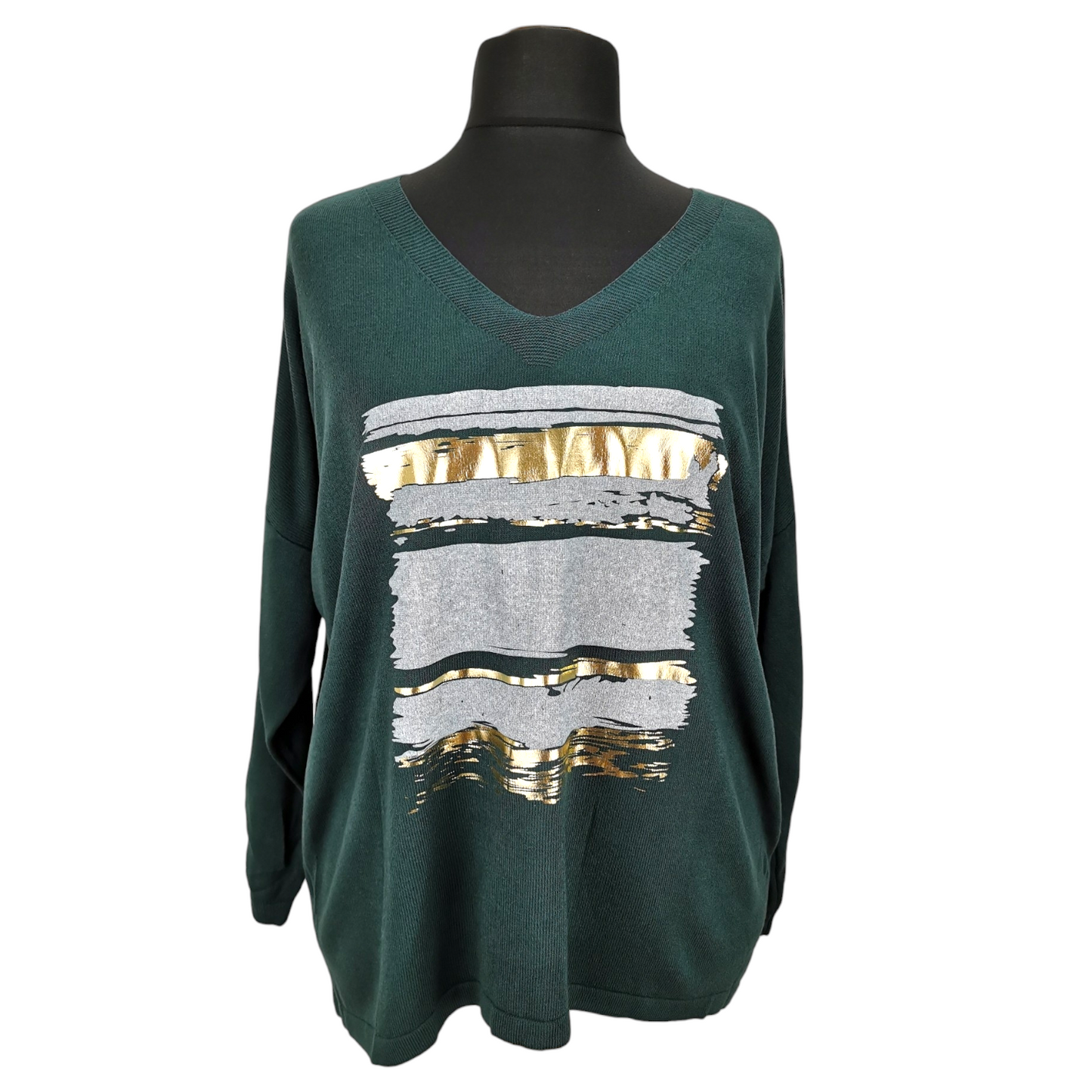 Luna Golden Stripe Jumper Evergreen (sz 18-24)