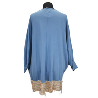 Bessie Sequin Batwing Top Denim Blue (sz 20-28)