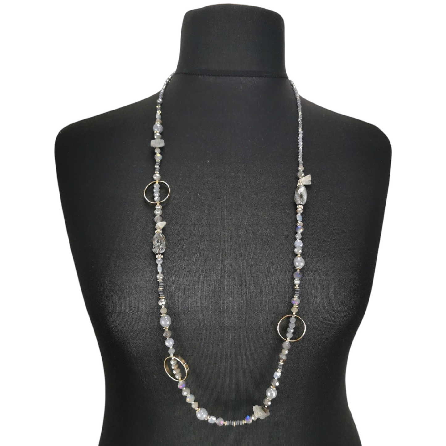 Twinkle Sugar Beaded Necklace Grey