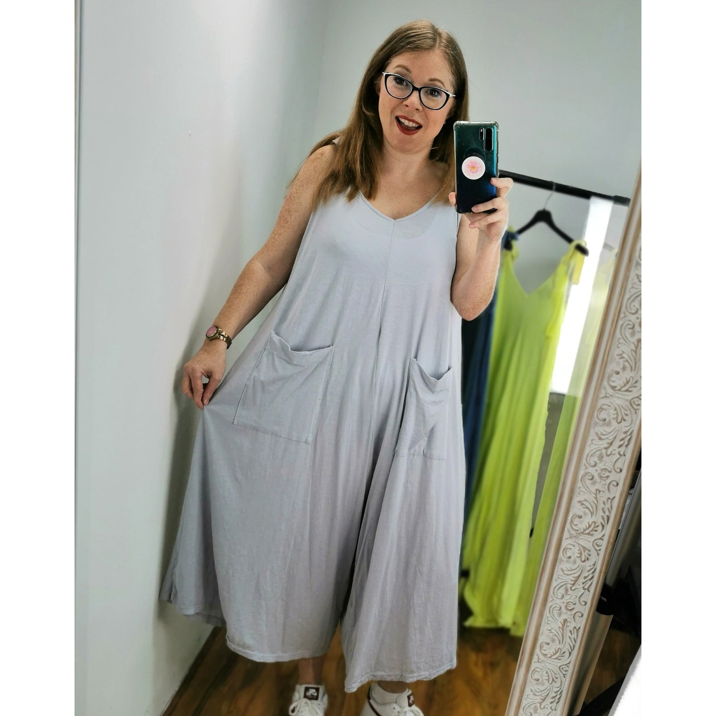 Zoe Wide Leg Jumpsuit Light Grey (sz 14-22)