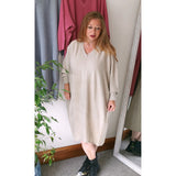 Honey Ribbed Knit Dress Oatmeal (sz 16-26)