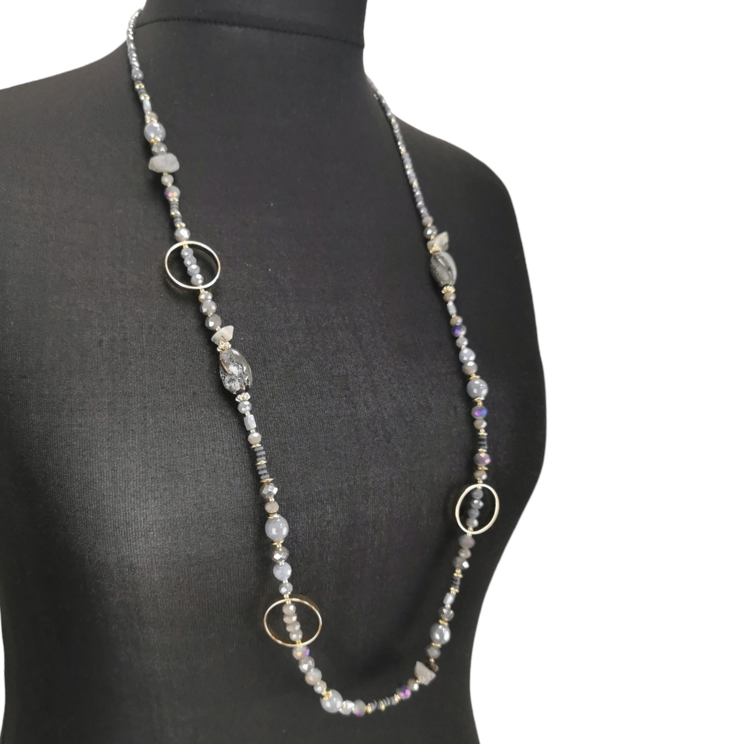 Twinkle Sugar Beaded Necklace Grey