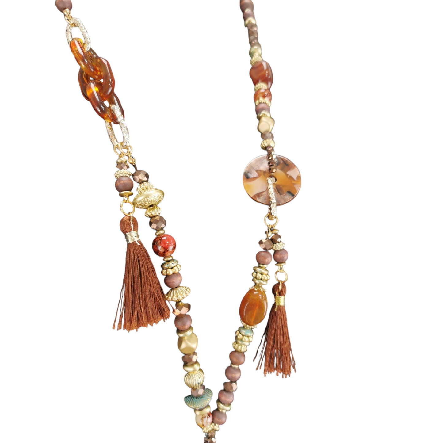 Alice Hoop Tassel Necklace Brown