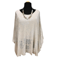 Jamie Flower Drape Top Oatmeal (sz 16-24)