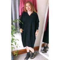 Honey Ribbed Knit Dress Black (sz 16-26)