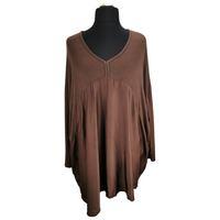 Charley Satin Knit Top Dark Chocolate (sz 20-28)