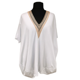 Valerie Deco V-Neck Top White (sz 16-26)