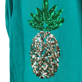 Pineapple Sparkle Shirt Teal (sz 20-28)