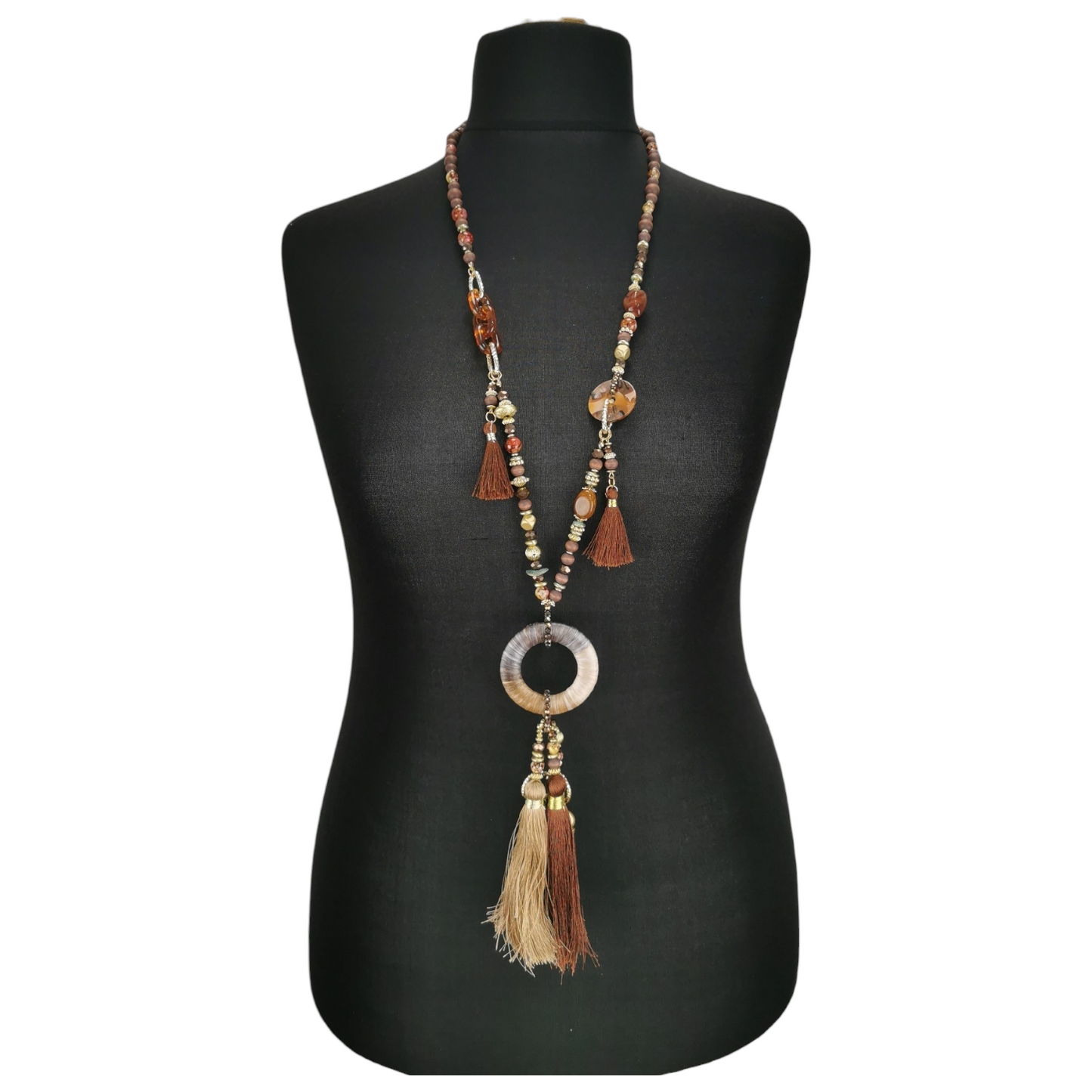 Alice Hoop Tassel Necklace Brown