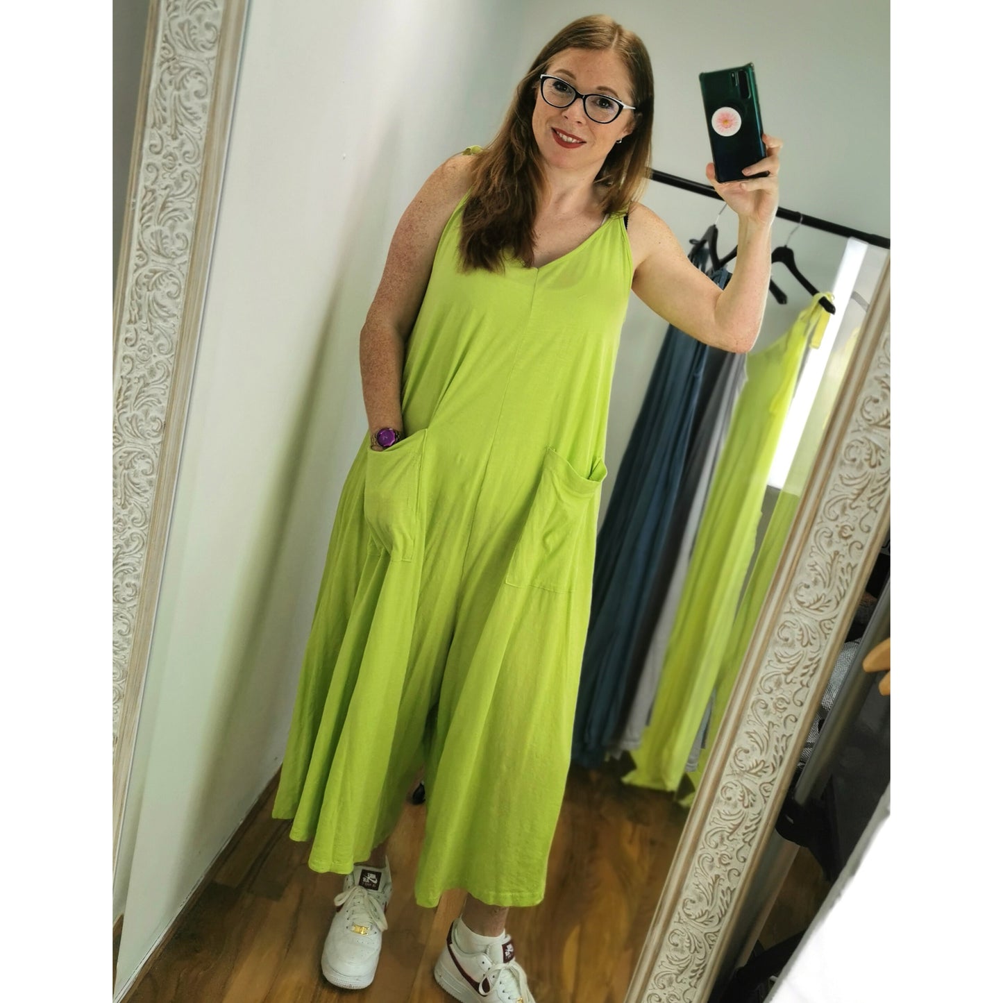 Zoe Wide Leg Jumpsuit Lime (sz 14-22)