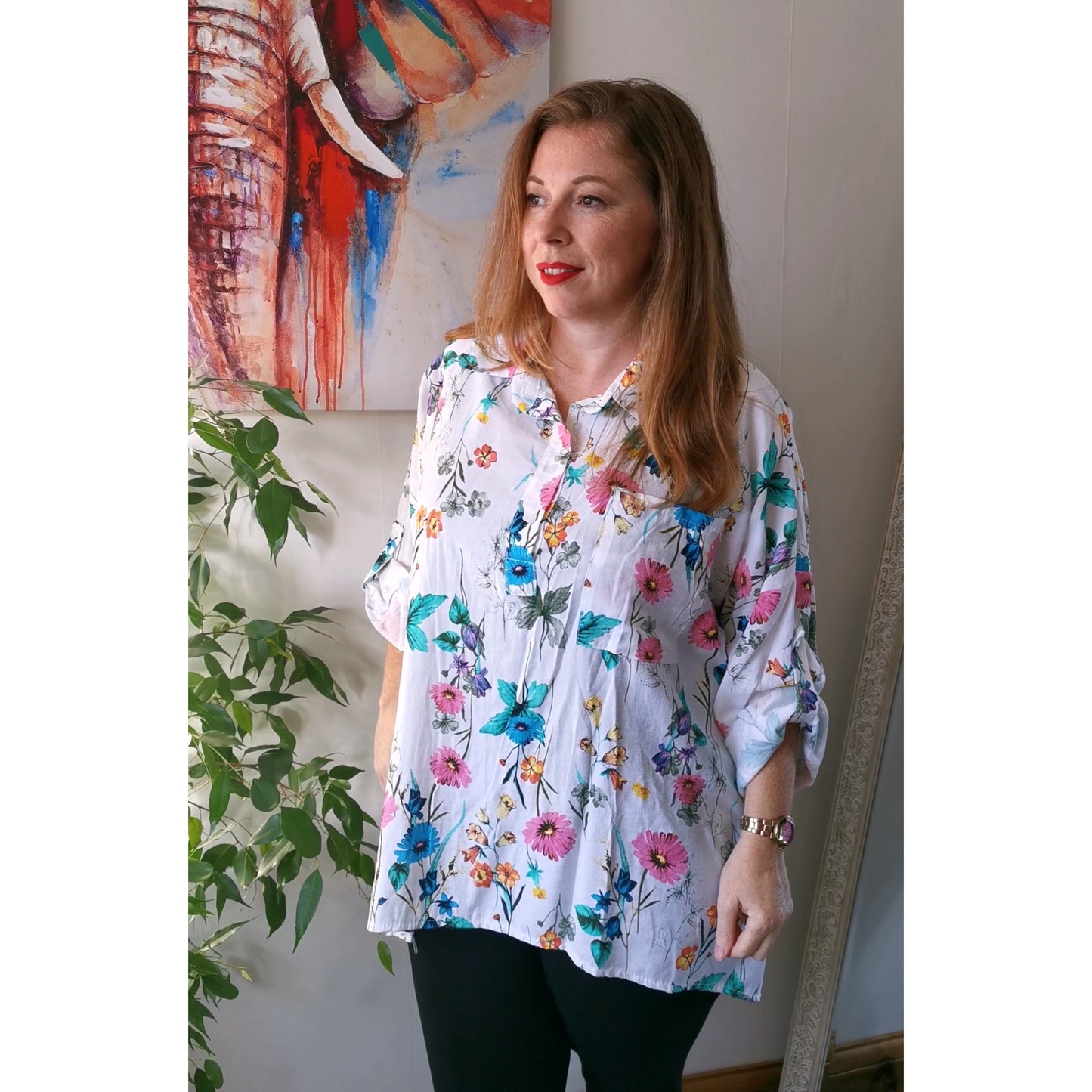 Spring Bloom Shirt Top White (sz 14-22)